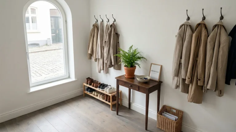 Entrée de maison familiale bien organisée et accueillante