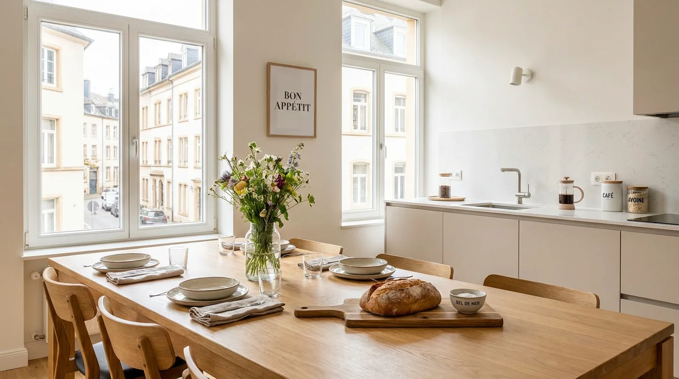 Cuisine familiale organisée et accueillante dans un appartement moderne