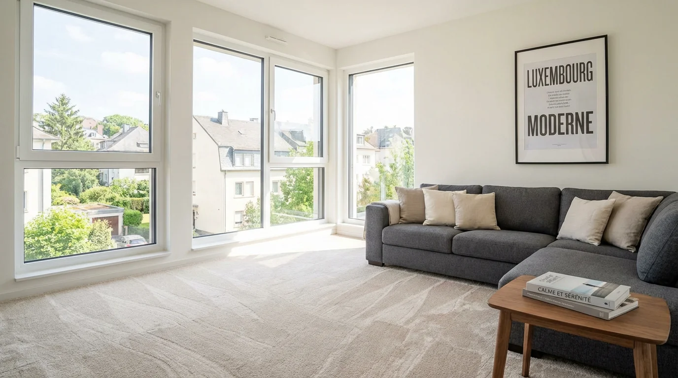Intérieur lumineux et impeccable d'un salon après un nettoyage professionnel à domicile