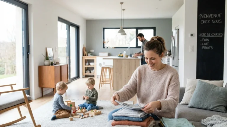 Mère de famille organisée dans un intérieur lumineux à Luxembourg