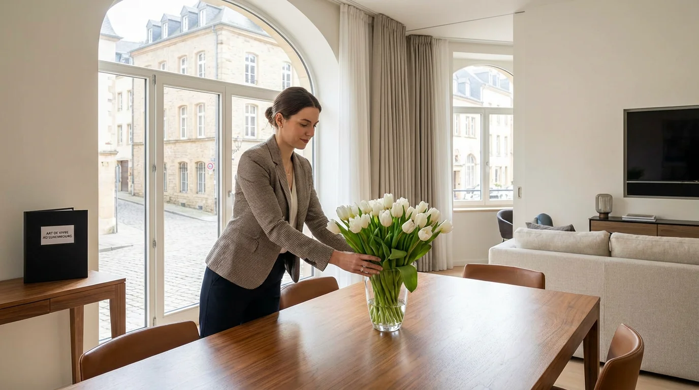 Gouvernante de maison organisant un intérieur élégant au Luxembourg
