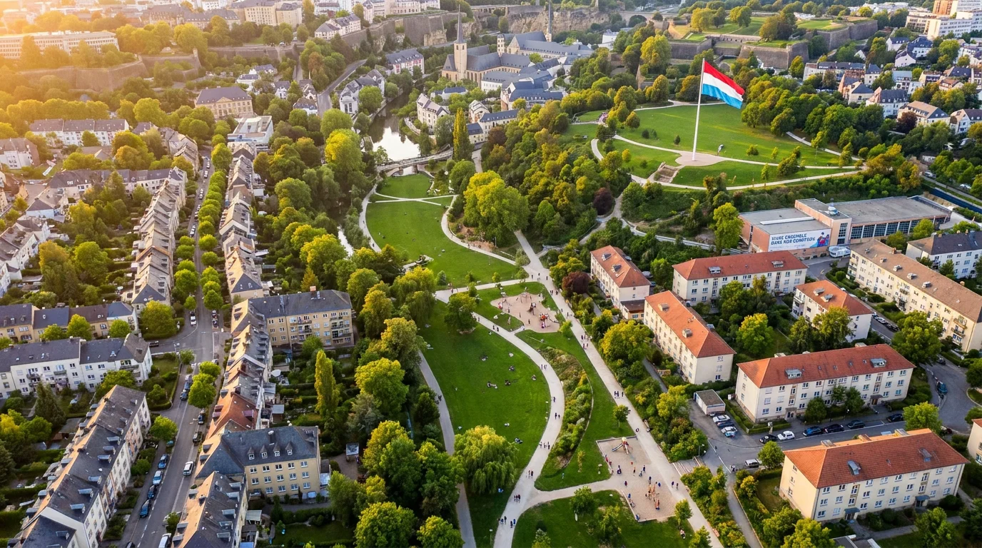 Vue de la ville de Luxembourg, cadre de vie familial pour la garde d'enfants