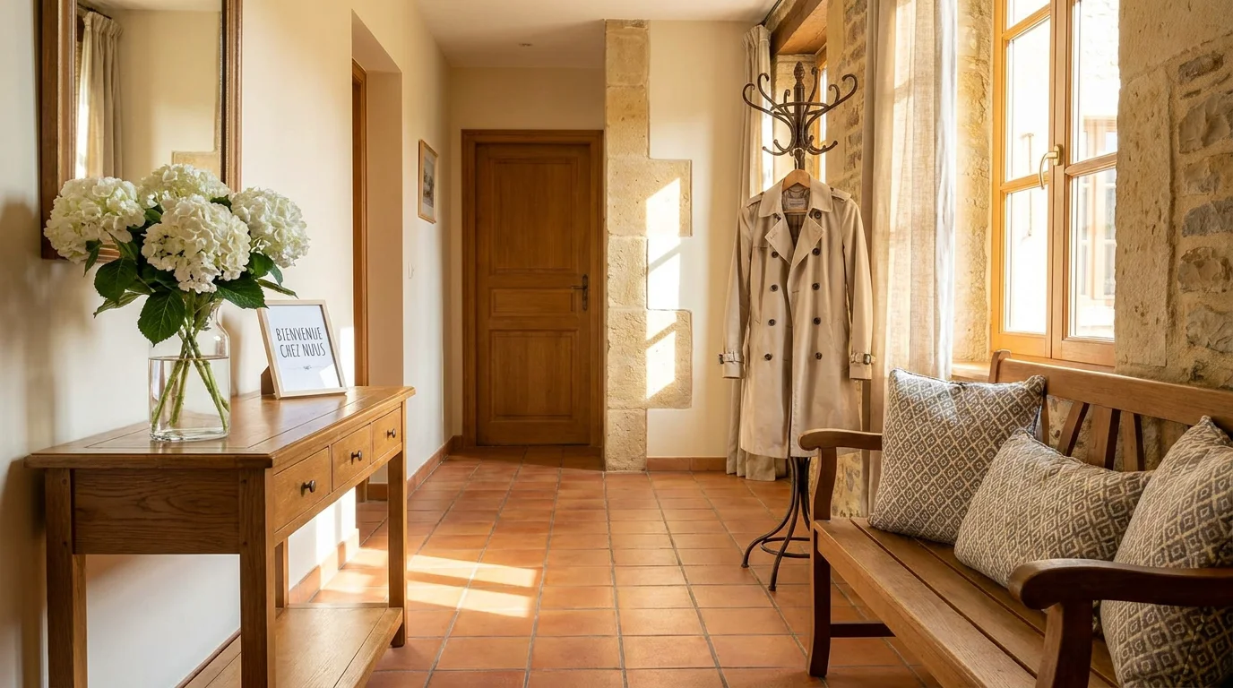 Entrée de maison accueillante à Luxembourg illustrant le concept de la maison de l'aide à domicile