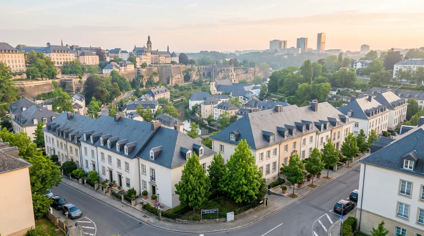 Vue panoramique de quartiers résidentiels à Luxembourg ville