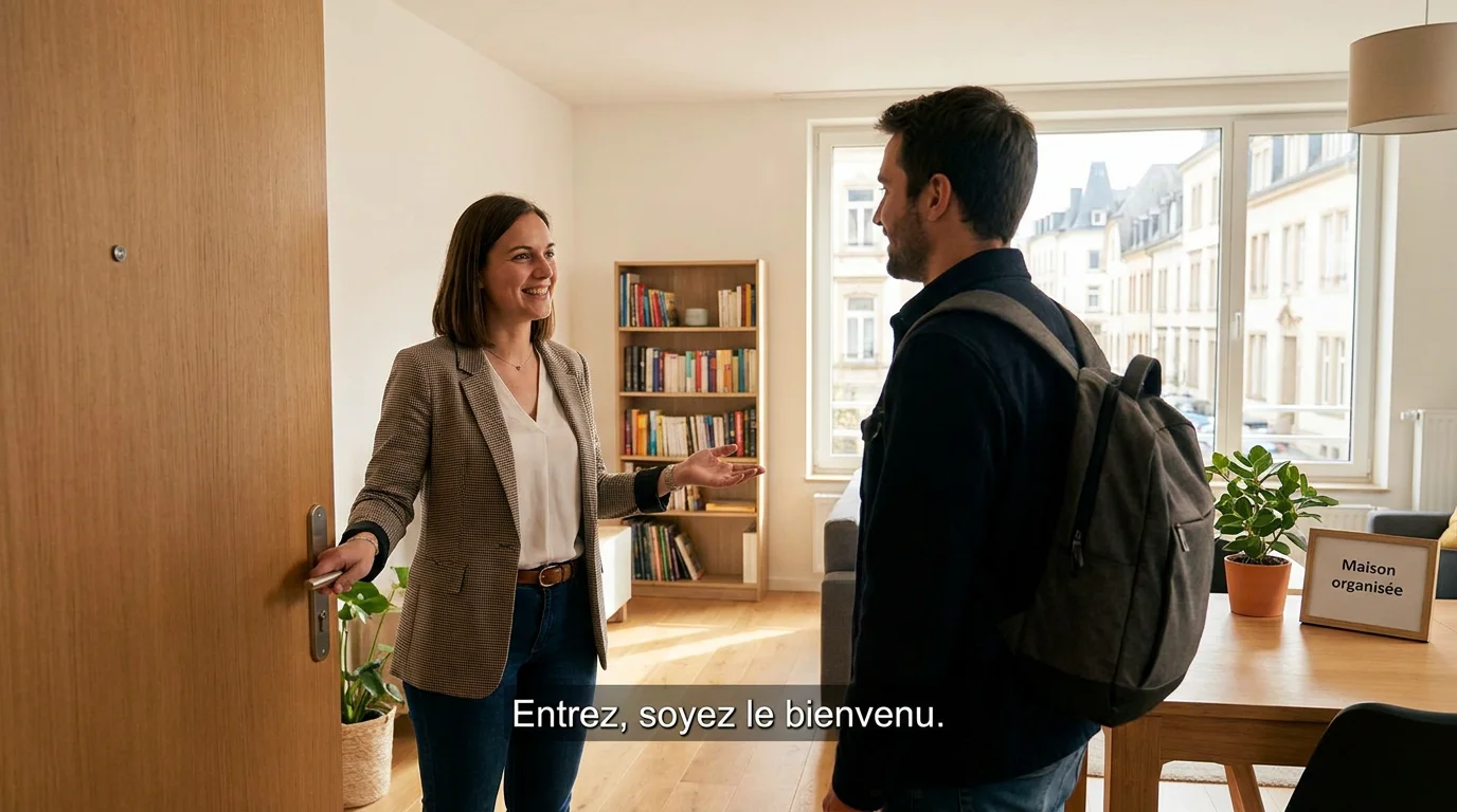 Accueil chaleureux à la porte d'un appartement propre et lumineux à Luxembourg