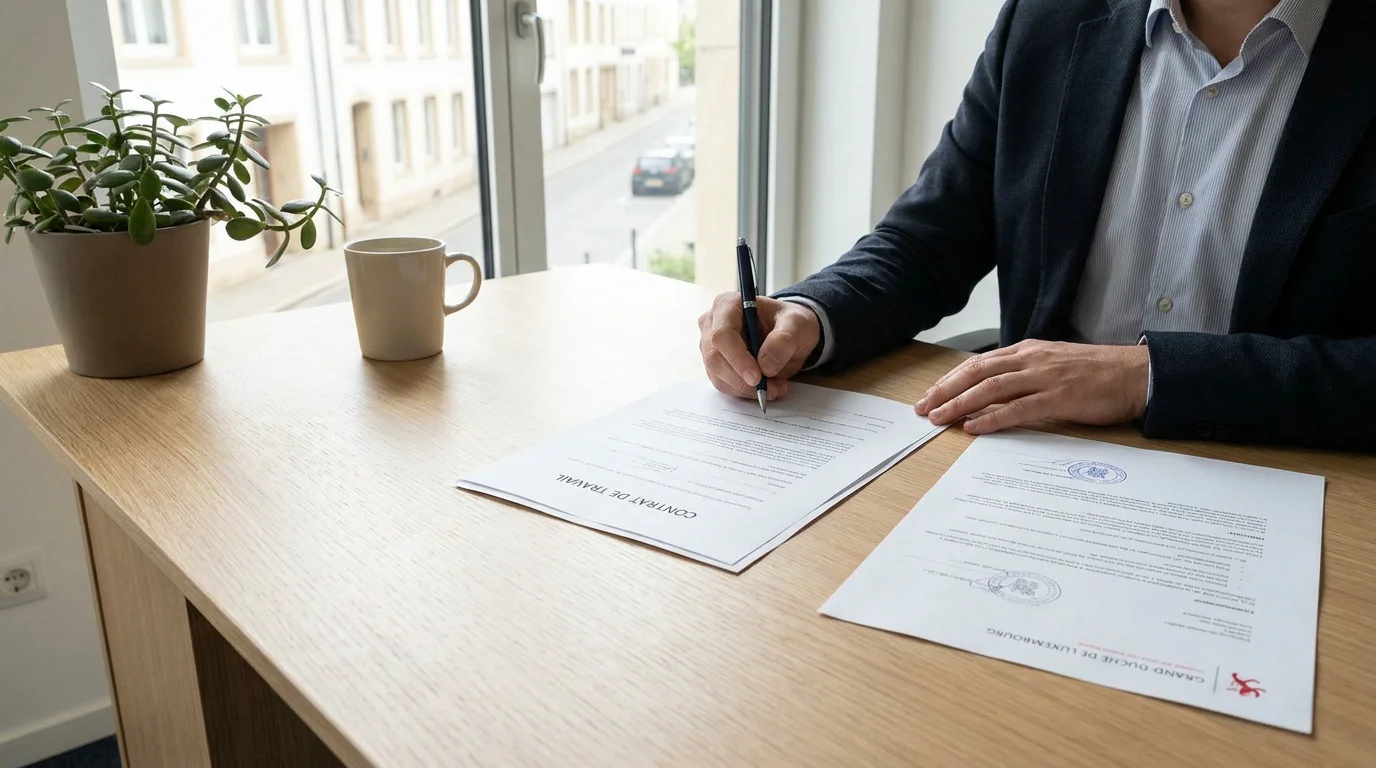 Signature d'un contrat de travail pour employer une nounou au Luxembourg