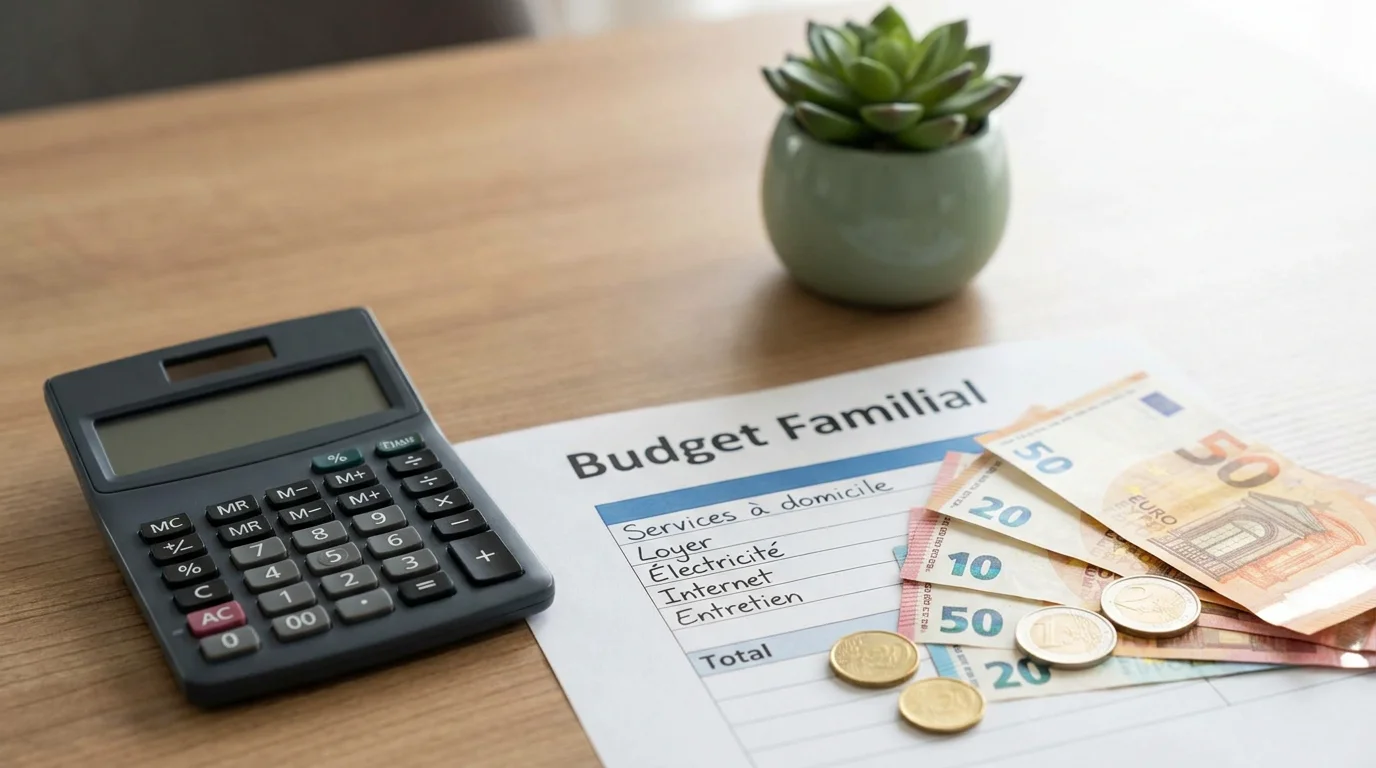 Calcul du budget pour le ménage à domicile avec calculatrice et euros