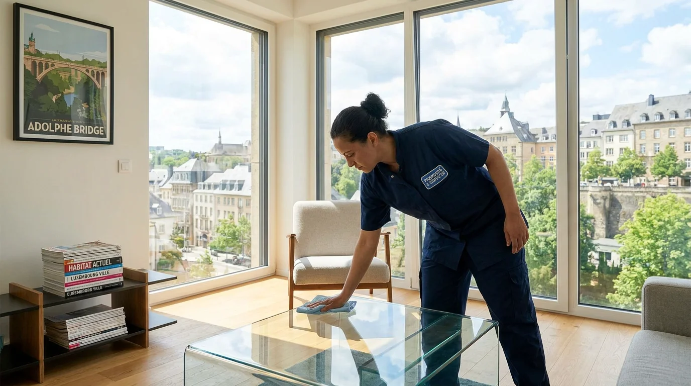 Intérieur lumineux d'un domicile au Luxembourg nettoyé par un professionnel