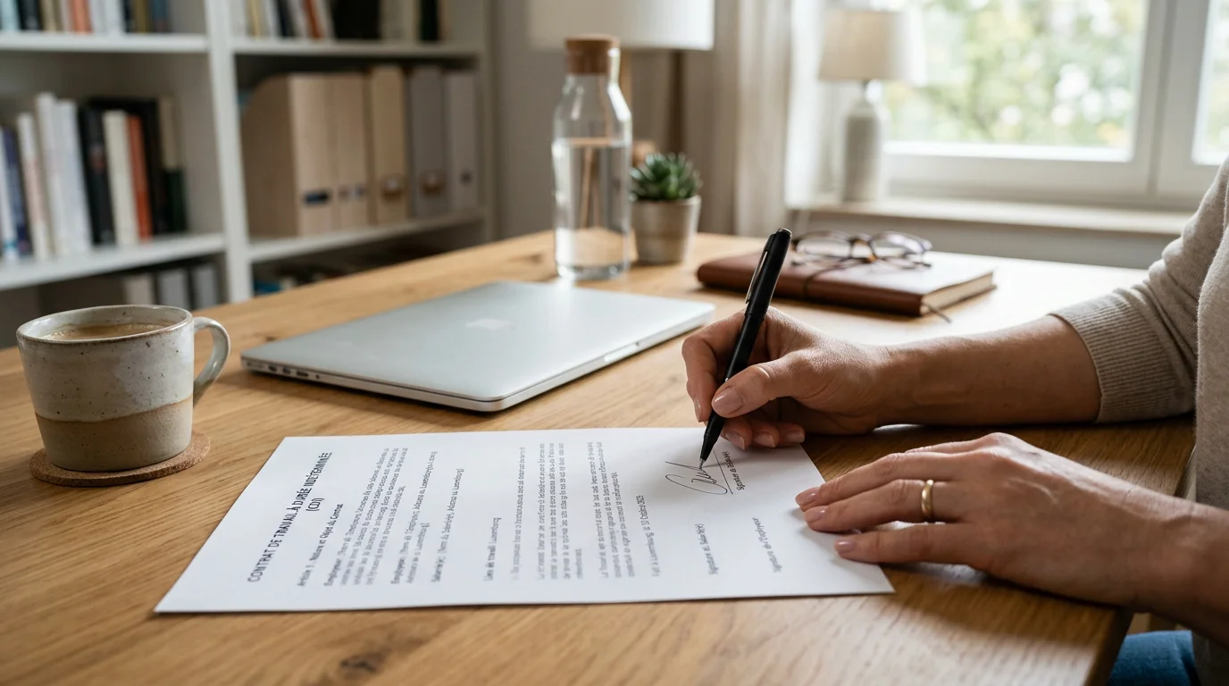 Signature d'un contrat de travail pour l'embauche d'un employé de maison
