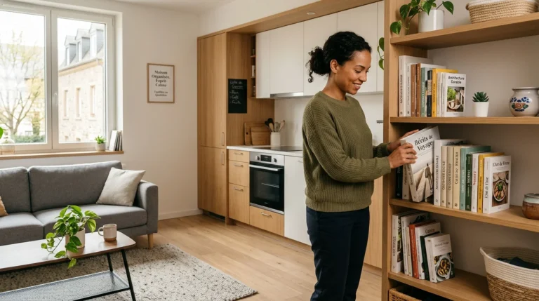 Intérieur lumineux et rangé d'un logement moderne au quotidien